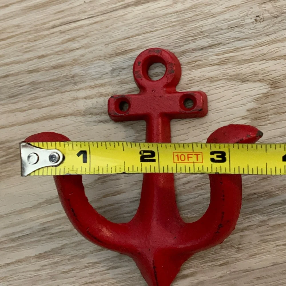 Cast Iron Red Anchor Wall Hooks Hangers Lot of 2